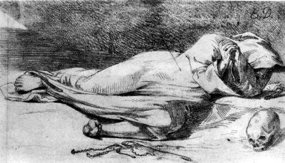 Monk at Prayer by Ferdinand Victor Eugene Delacroix
